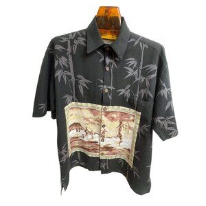 Vintage KOKO‎ Island Black Cotton Blend Button Down Hawaiian Shirt